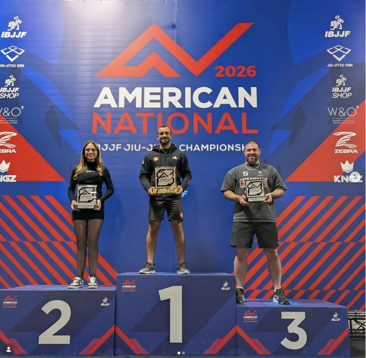 Gracie Barra on the podium at the American National