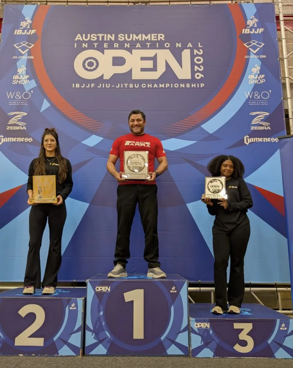 Gracie Barra on the podium at the Austin Summer International Open
