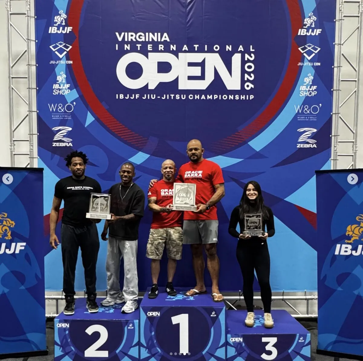Gracie Barra on the podium at the Virginia International Open