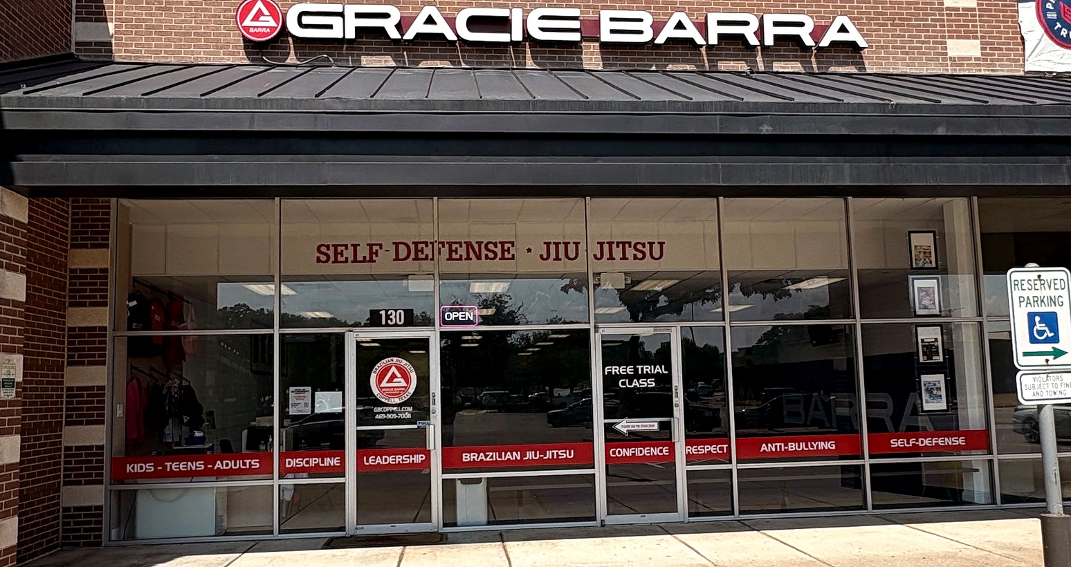 Gracie Barra Coppell storefront at 110 W Sandy Lake Rd, Suite 130